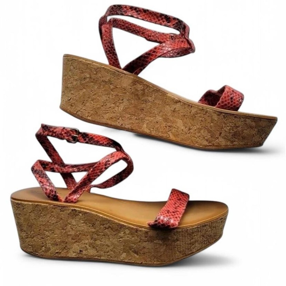 Zara Women Platform Strappy Sandals with Snakeskin Details